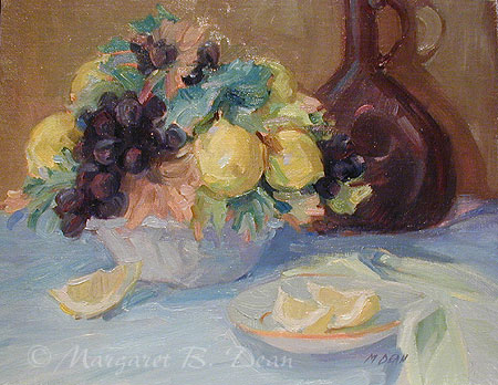 Lemons and Grapes Painting by Margaret Dean